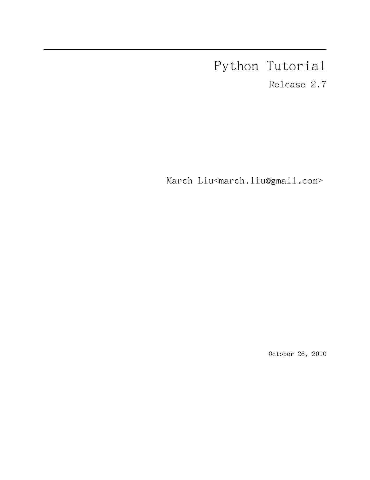 Python 2.7 Tutorial 中文版
